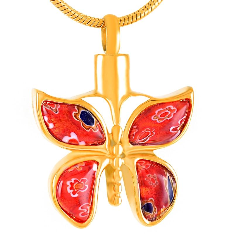 Cremation Necklace - Butterfly Murano Glass Cremation Urn Necklace