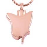 Cremation Necklace - Butterfly Shaped Cremation Urn Necklace With Rhinestones
