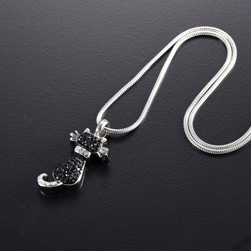 Cremation Necklace - Cat Cremation Urn Necklace With Rhinestones