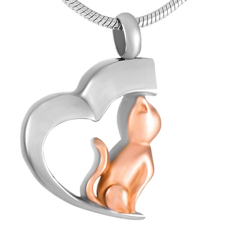 Cremation Necklace - Cat In Heart Cremation Urn Necklace