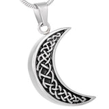 Cremation Necklace - Celtic Crescent Moon Cremation Urn Necklace