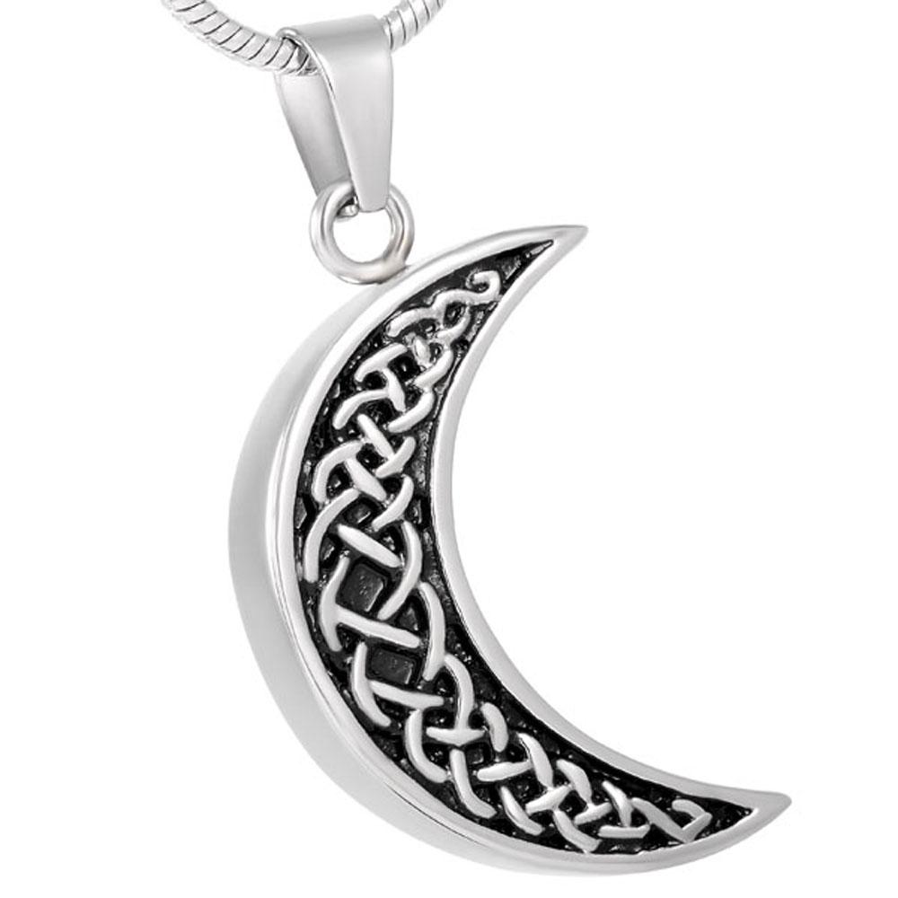 Cremation Necklace - Celtic Crescent Moon Cremation Urn Necklace