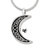 Cremation Necklace - Celtic Crescent Moon Cremation Urn Necklace