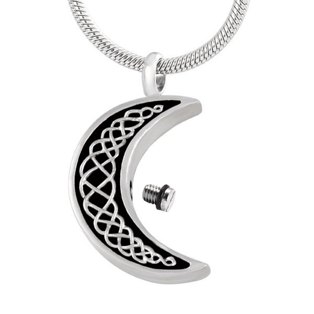 Cremation Necklace - Celtic Crescent Moon Cremation Urn Necklace