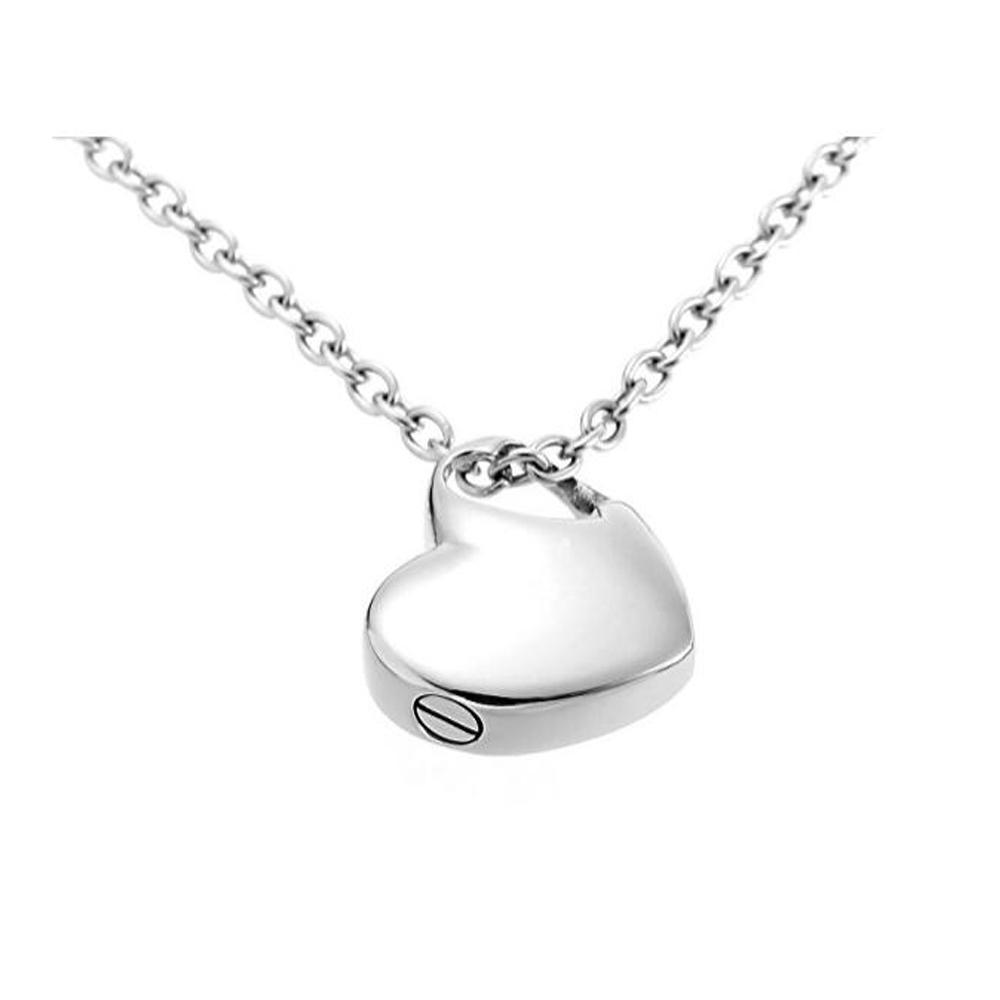 Cremation Necklace - Classic Style Silver Heart Shaped Cremation Necklace