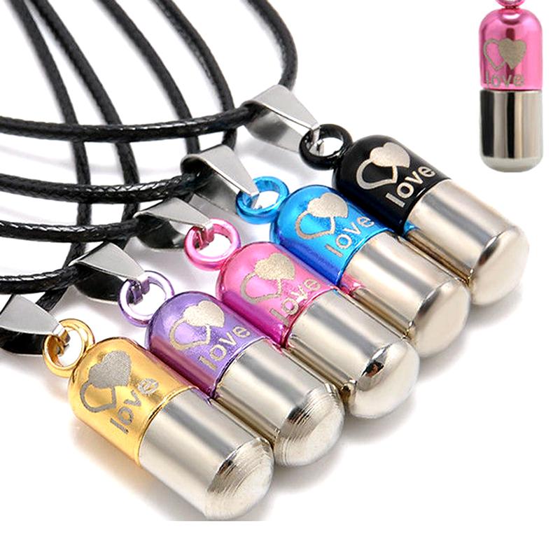 Cremation Necklace - Colored Cylinder Love Cremation Urn Necklace