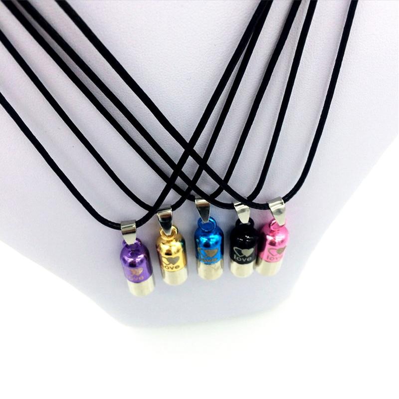 Cremation Necklace - Colored Cylinder Love Cremation Urn Necklace