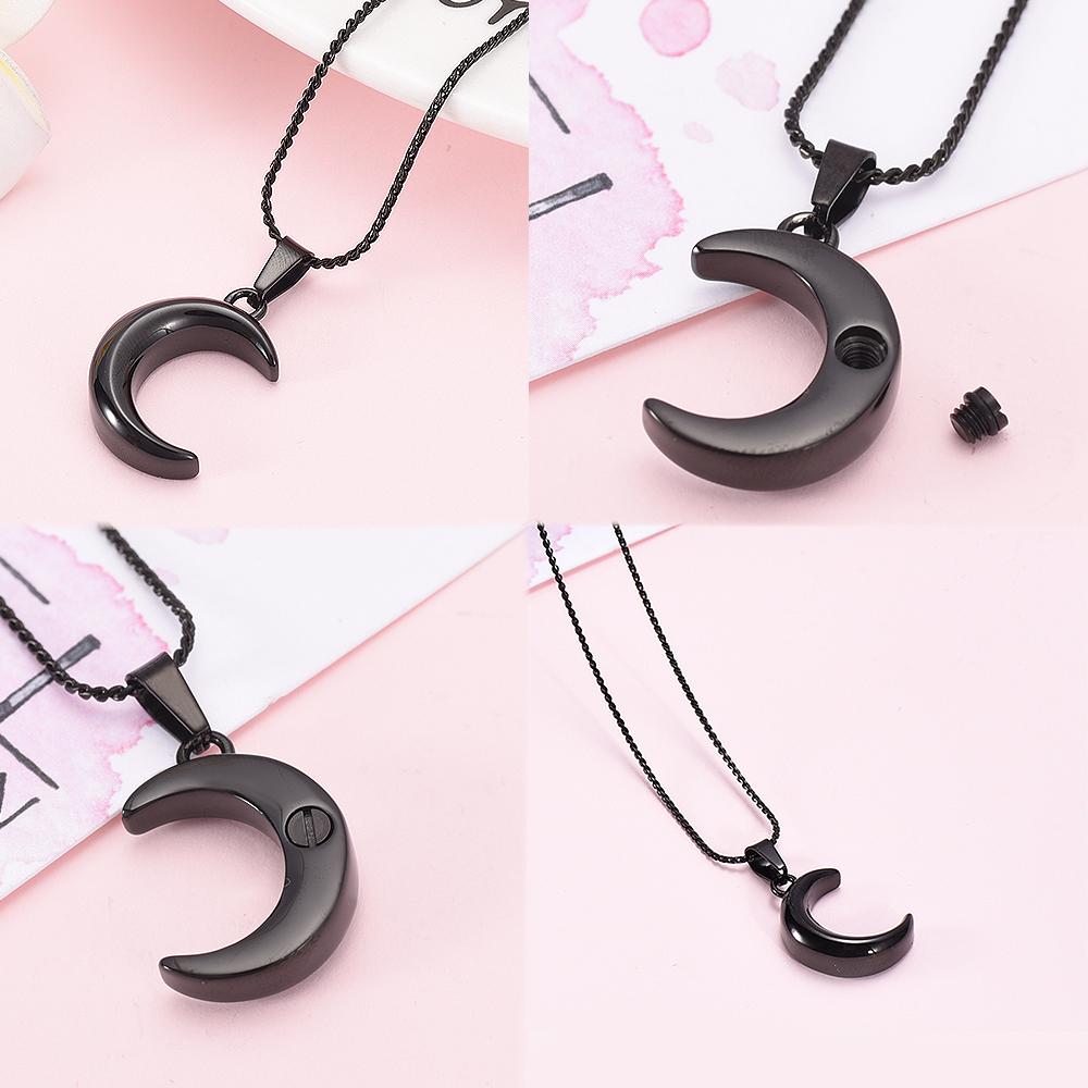 Cremation Necklace - Crescent Moon Cremation Urn Necklace