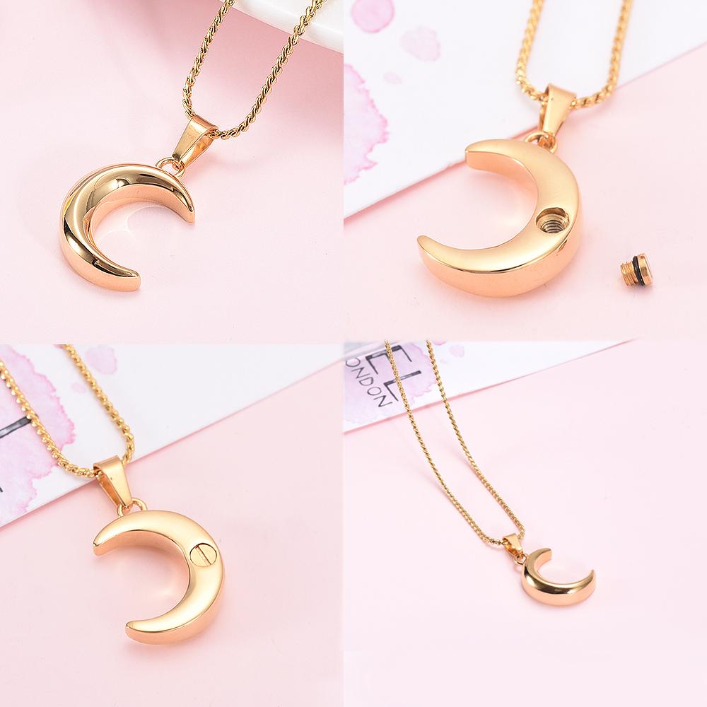 Cremation Necklace - Crescent Moon Cremation Urn Necklace