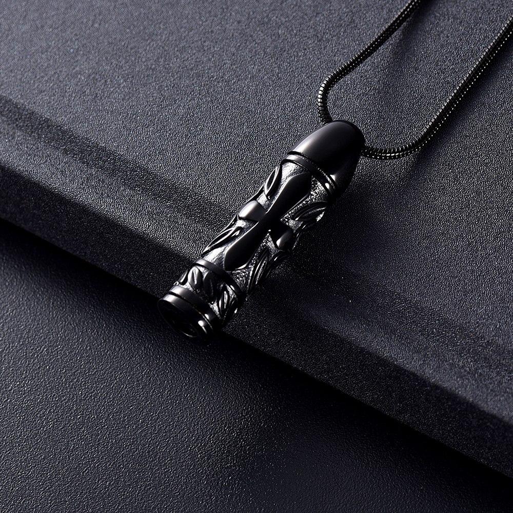 Cremation Necklace - Cross Cylinder Cremation Urn Necklace