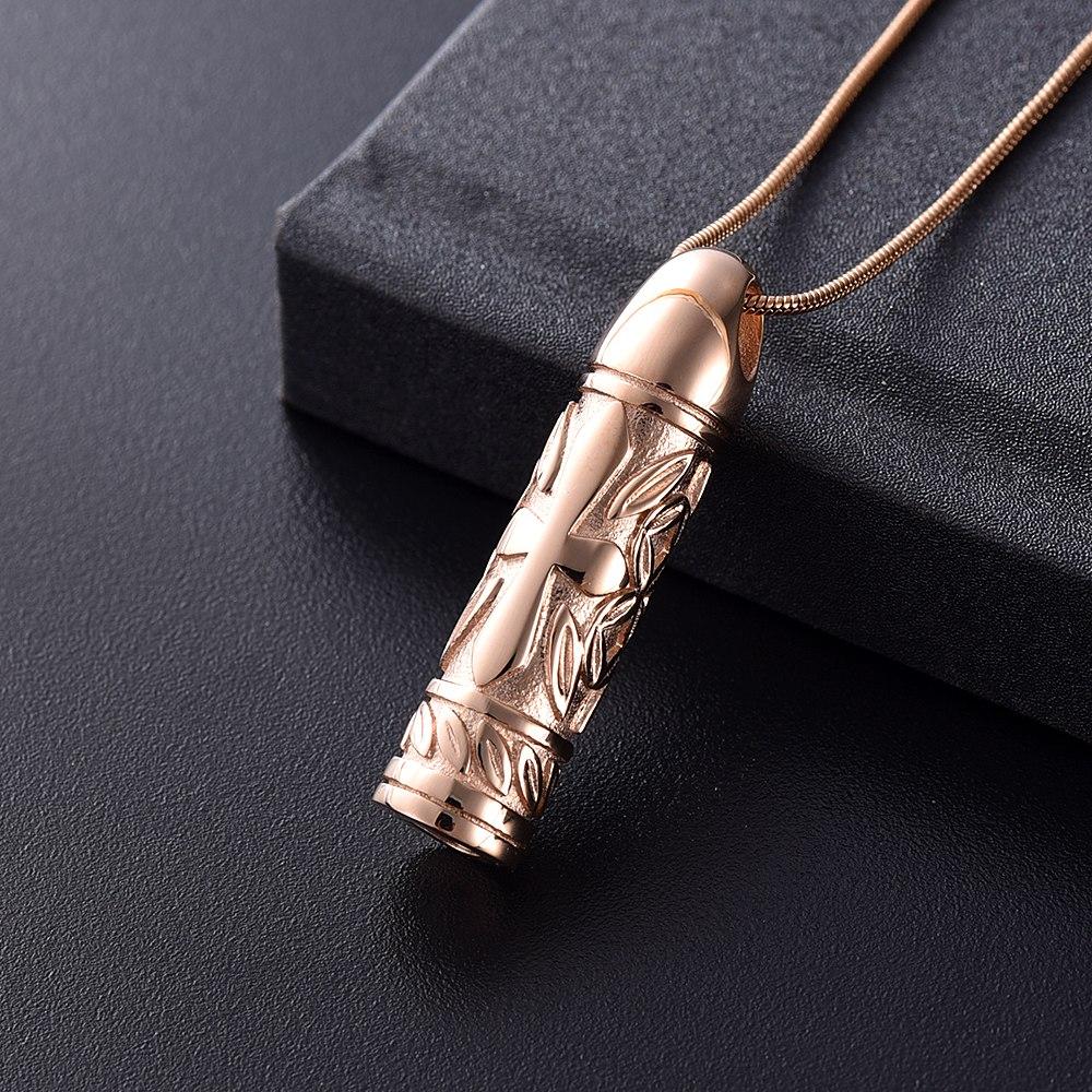 Cremation Necklace - Cross Cylinder Cremation Urn Necklace