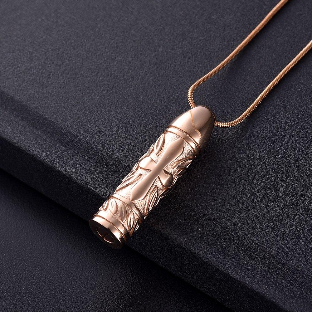 Cremation Necklace - Cross Cylinder Cremation Urn Necklace