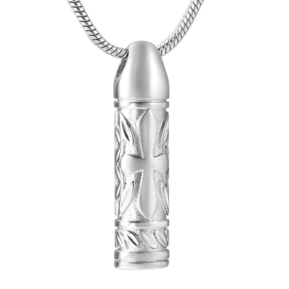 Cremation Necklace - Cross Cylinder Cremation Urn Necklace