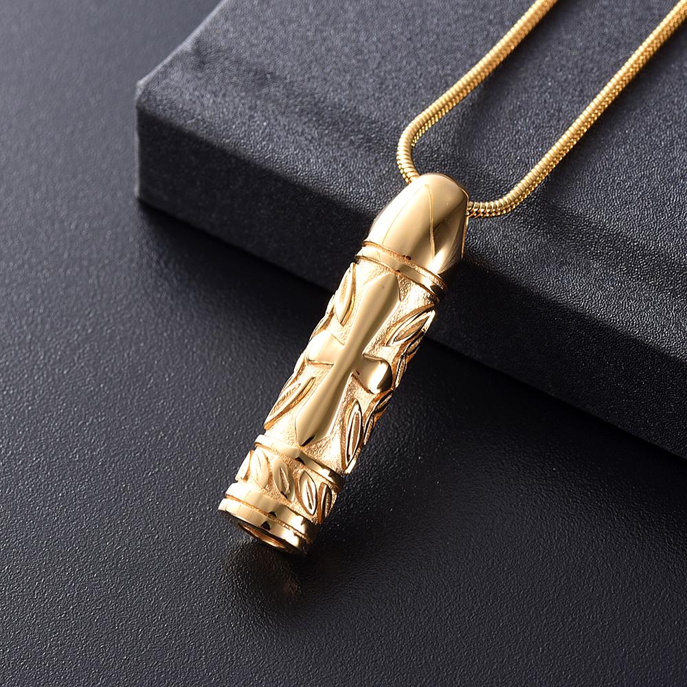 Cremation Necklace - Cross Cylinder Cremation Urn Necklace