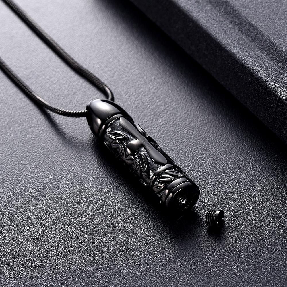 Cremation Necklace - Cross Cylinder Cremation Urn Necklace