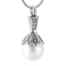Cremation Necklace - Crystal Flower & Pearl Cremation Urn Necklace With Rhinestones