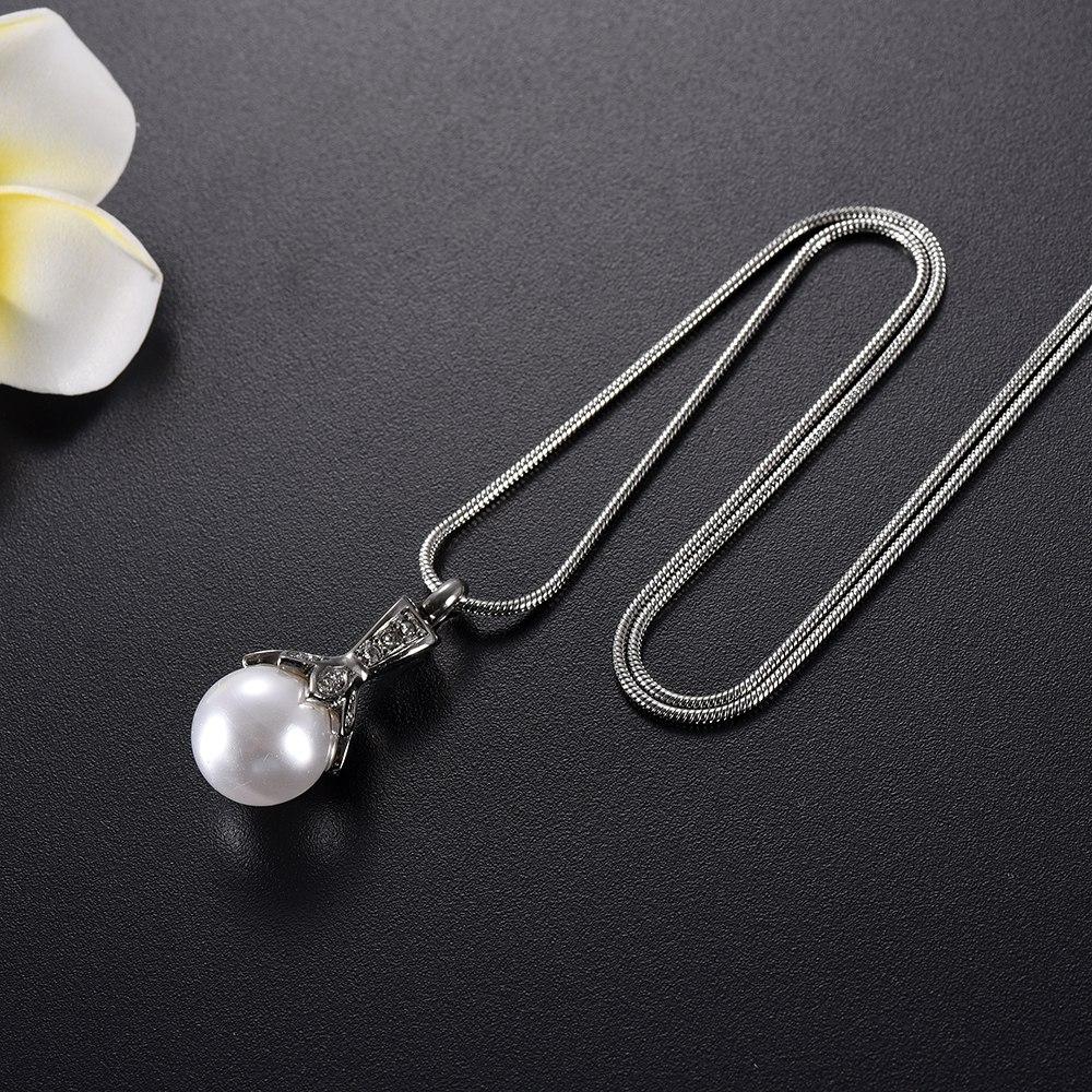 Cremation Necklace - Crystal Flower & Pearl Cremation Urn Necklace With Rhinestones