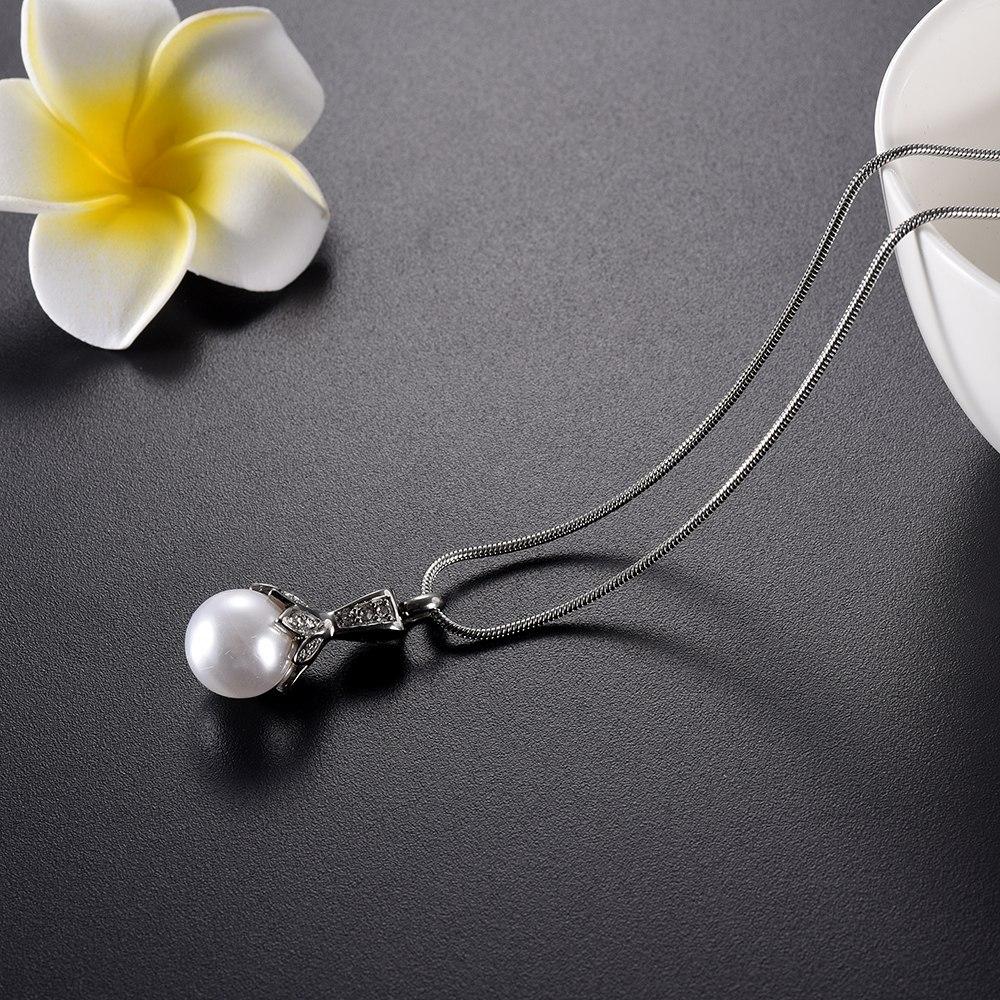 Cremation Necklace - Crystal Flower & Pearl Cremation Urn Necklace With Rhinestones
