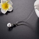 Cremation Necklace - Crystal Flower & Pearl Cremation Urn Necklace With Rhinestones