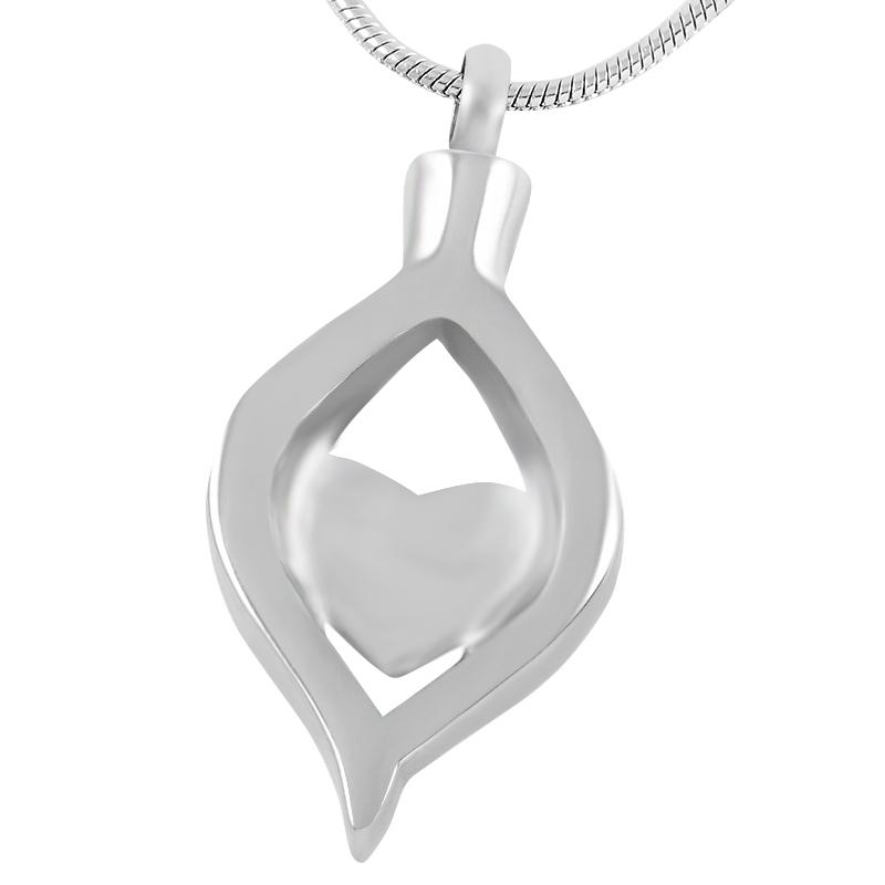 Cremation Necklace - Crystal Teardrop With Heart Cremation Urn Necklace With Rhinestones