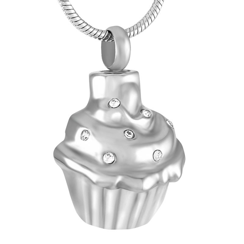 Cremation Necklace - Cupcake Shaped Cremation Urn Necklace