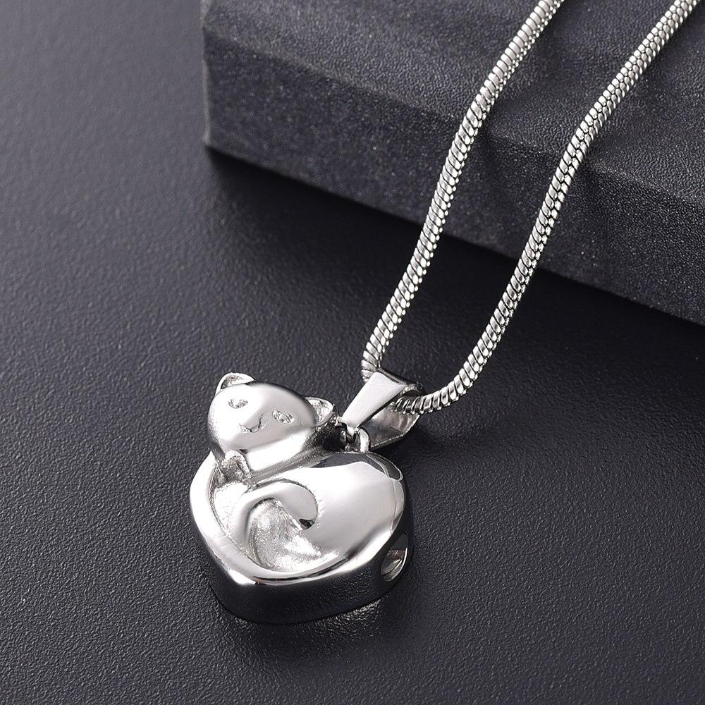 Cremation Necklace - Curled Up Cat Cremation Urn Necklace