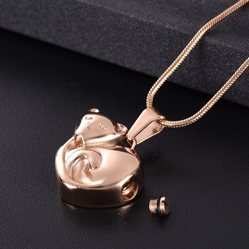 Cremation Necklace - Curled Up Cat Cremation Urn Necklace