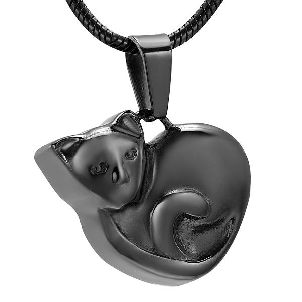 Cremation Necklace - Curled Up Cat Cremation Urn Necklace