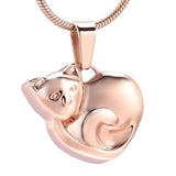 Cremation Necklace - Curled Up Cat Cremation Urn Necklace