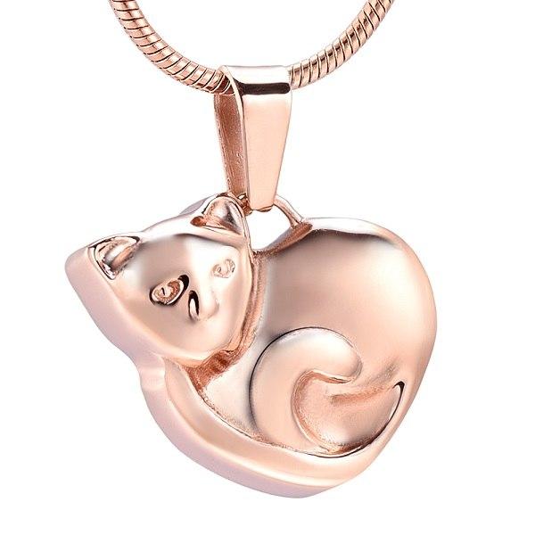 Cremation Necklace - Curled Up Cat Cremation Urn Necklace