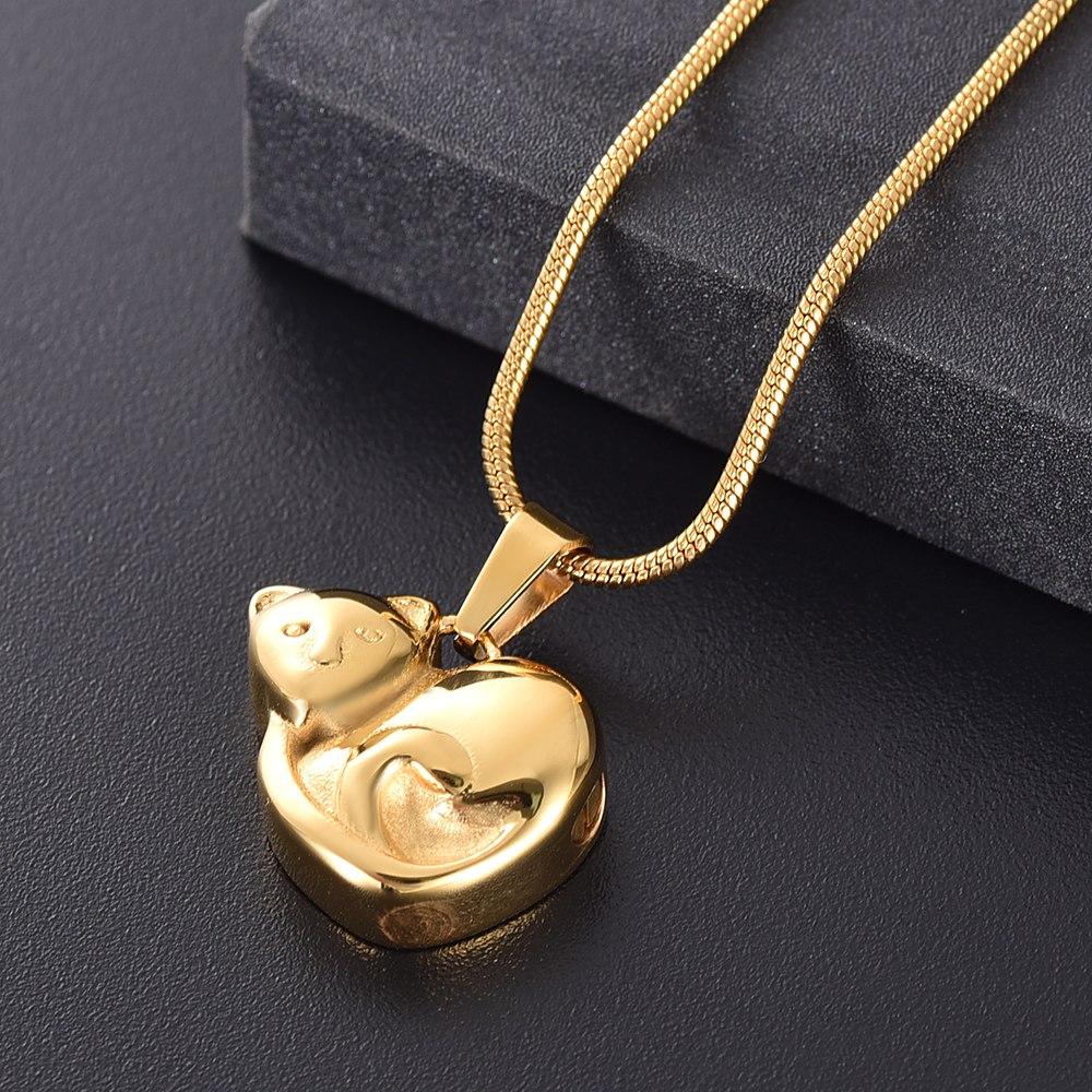 Cremation Necklace - Curled Up Cat Cremation Urn Necklace