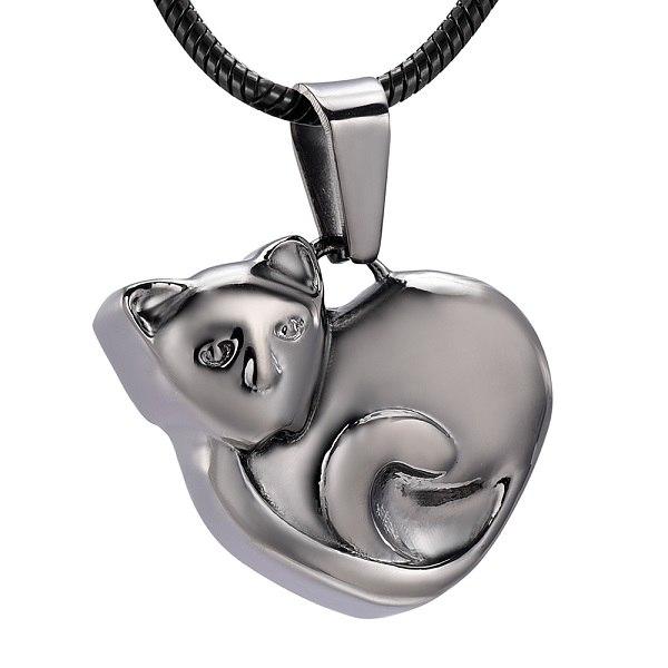 Cremation Necklace - Curled Up Cat Cremation Urn Necklace