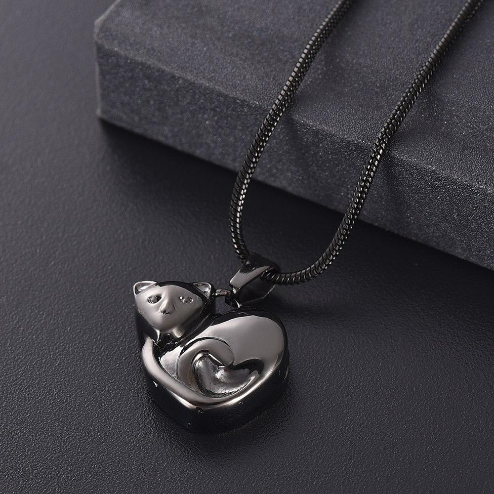 Cremation Necklace - Curled Up Cat Cremation Urn Necklace