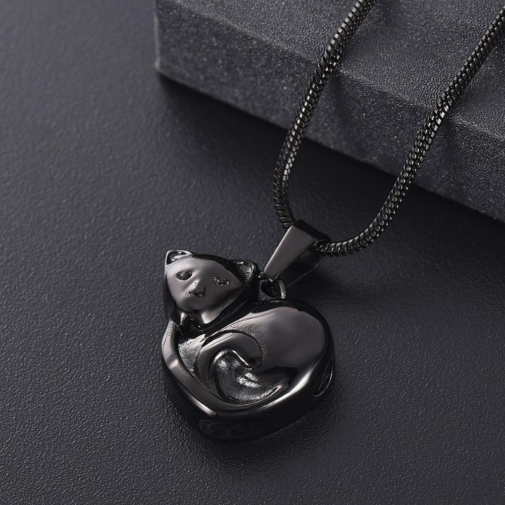 Cremation Necklace - Curled Up Cat Cremation Urn Necklace