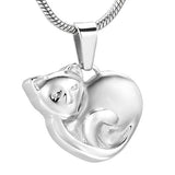 Cremation Necklace - Curled Up Cat Cremation Urn Necklace