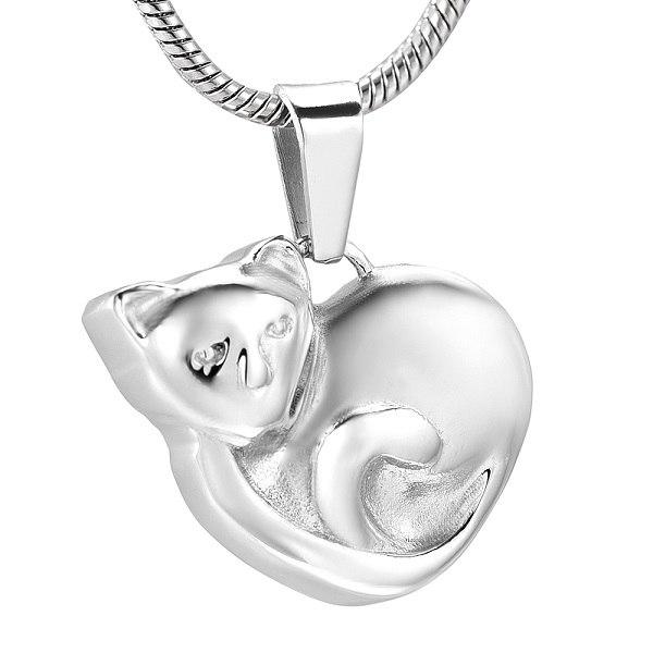 Cremation Necklace - Curled Up Cat Cremation Urn Necklace