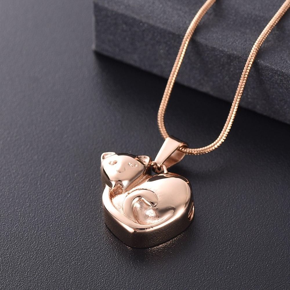 Cremation Necklace - Curled Up Cat Cremation Urn Necklace