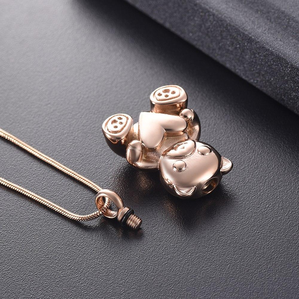 Cremation Necklace - Cute Teddy Bear With Heart Cremation Urn Necklace