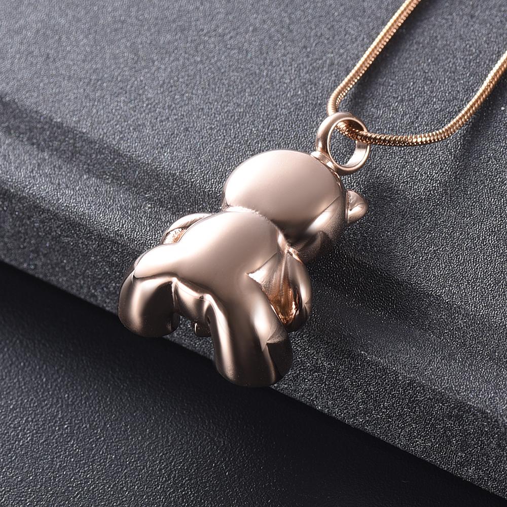 Cremation Necklace - Cute Teddy Bear With Heart Cremation Urn Necklace