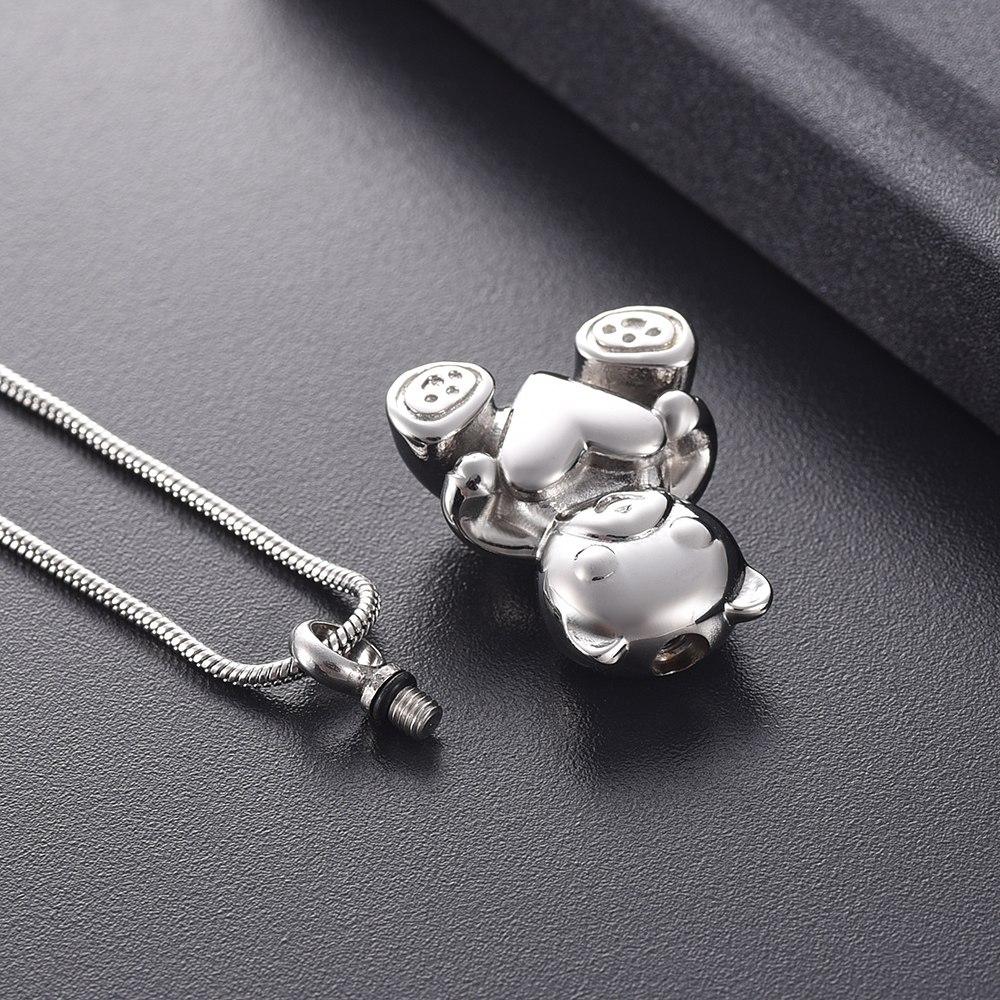 Cremation Necklace - Cute Teddy Bear With Heart Cremation Urn Necklace