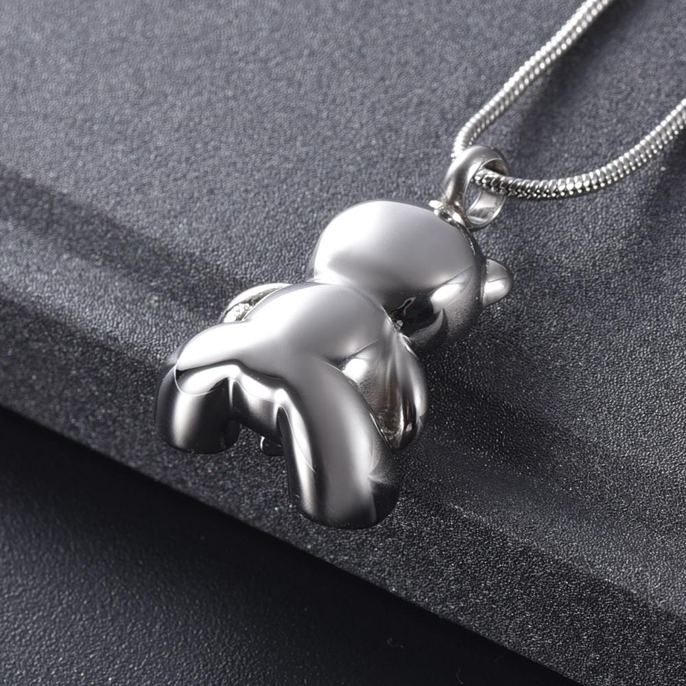 Cremation Necklace - Cute Teddy Bear With Heart Cremation Urn Necklace