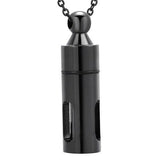 Cremation Necklace - Cylinder Cremation Urn Necklace With Glass Vial