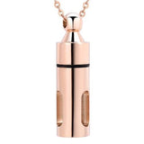 Cremation Necklace - Cylinder Cremation Urn Necklace With Glass Vial