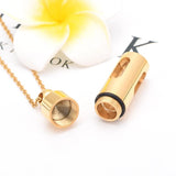 Cremation Necklace - Cylinder Cremation Urn Necklace With Glass Vial