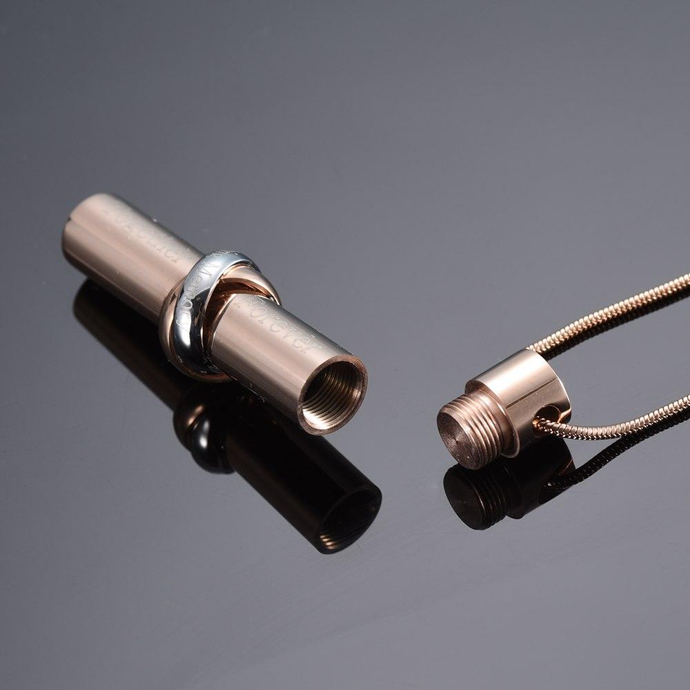 Cremation Necklace - Cylinder Cremation Urn Necklace With Infinity Band Engraved "Together Forever In Loving Memory"