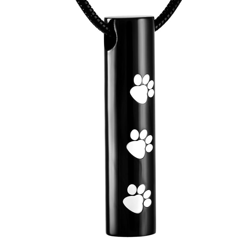 Cremation Necklace - Cylinder Pet Paw Cremation Urn Necklace