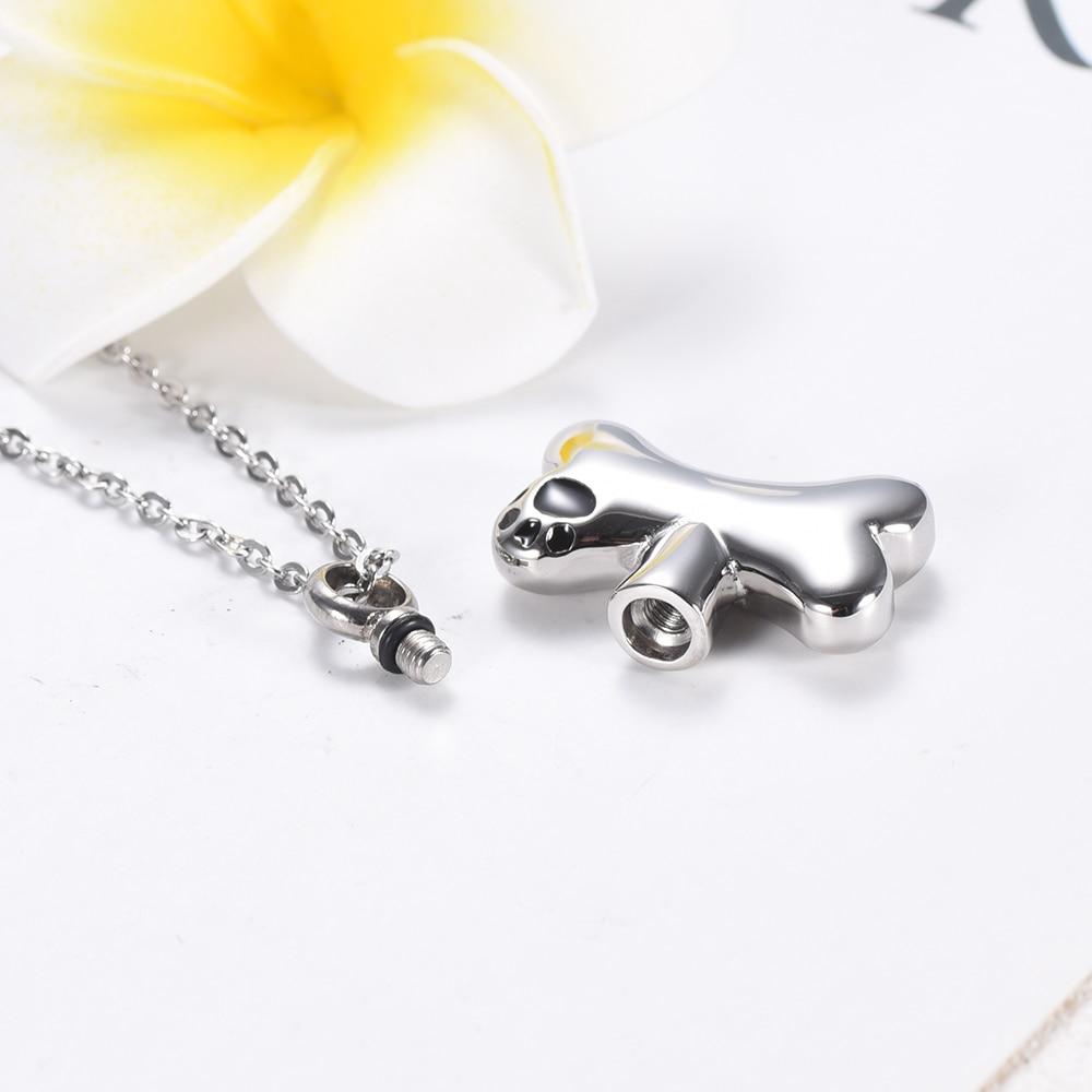 Cremation Necklace - Dog Bone Shaped Cremation Urn Necklace With Paw Print