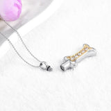 Cremation Necklace - Dog Bone Shaped Cremation Urn Necklace With Rhinestones