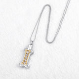 Cremation Necklace - Dog Bone Shaped Cremation Urn Necklace With Rhinestones