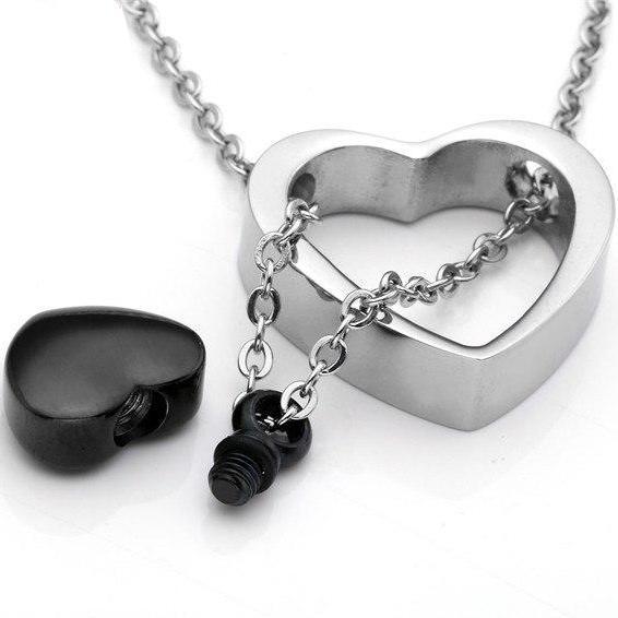Cremation Necklace - Double Heart Cremation Urn Necklace